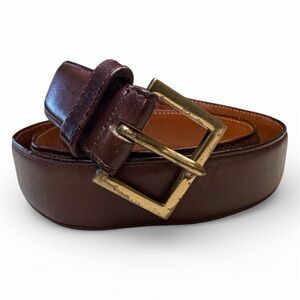 COACH Brown Leather Belt with Square Gold Buckle 6702